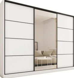 Szafa przesuwna z lustrem 280 cm LOFT MAX biały