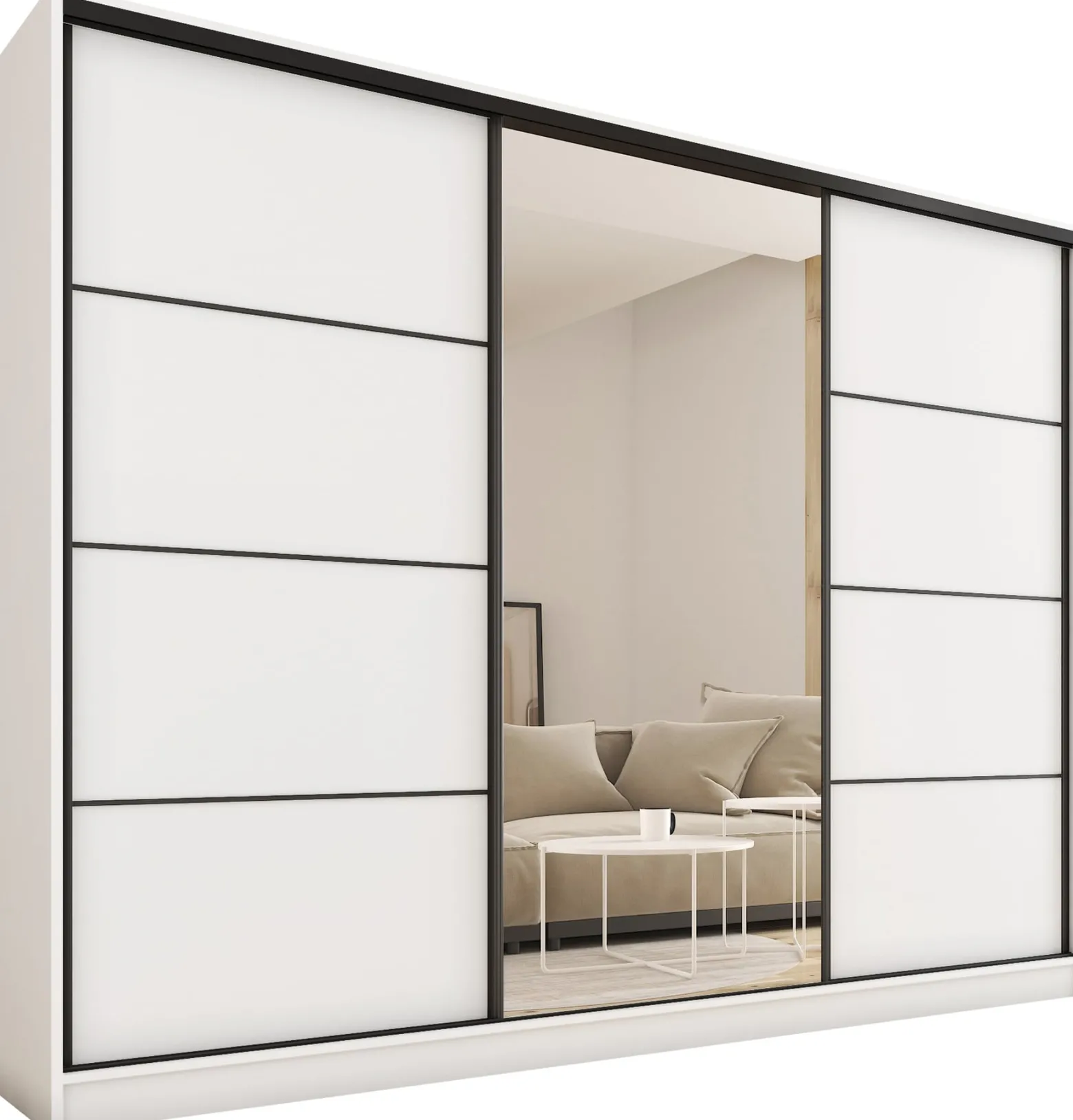 Szafa przesuwna z lustrem 280 cm LOFT MAX biały