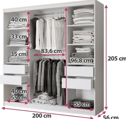 Szafa przesuwna z lustrem 200 cm VITA