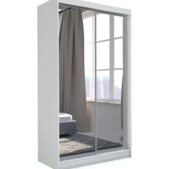 Szafa przesuwna z lustrem DEBRA 150 cm biała