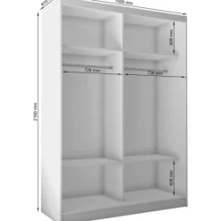 Szafa przesuwna z lustrem DEBRA 150 cm biała