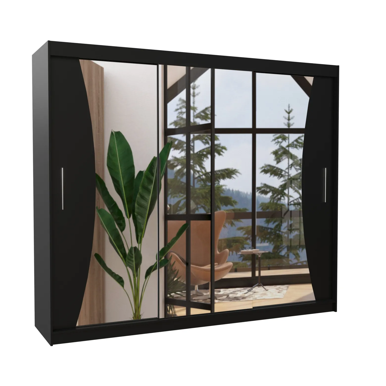 Szafa przesuwna z lustrem DIEGO 250 Black