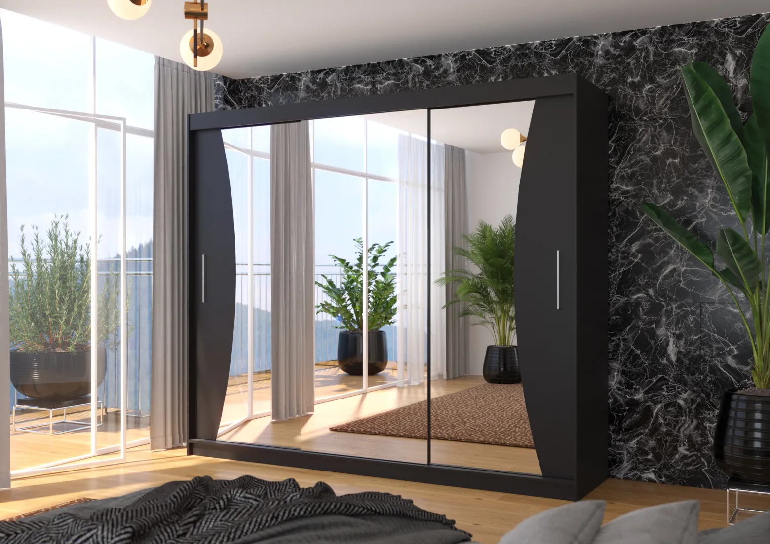 Szafa przesuwna z lustrem DIEGO 250 Black