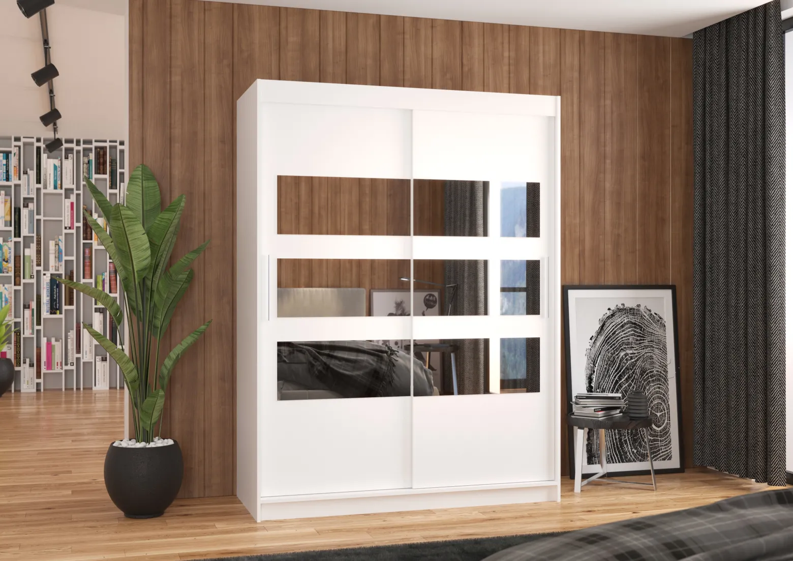 Szafa przesuwna z lustrem FLORENTO 150 White