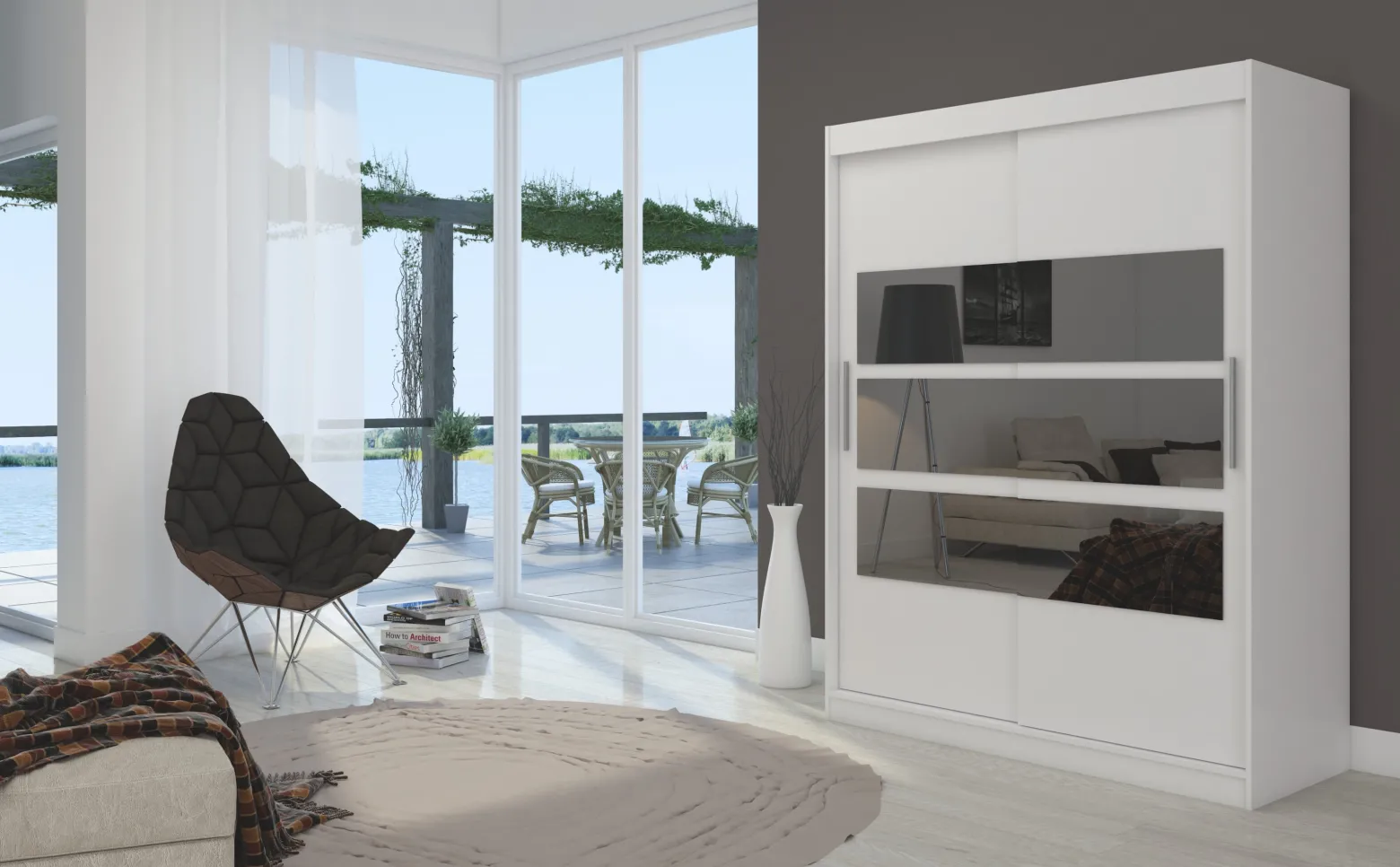 Szafa przesuwna z lustrem FLORENTO 150 White