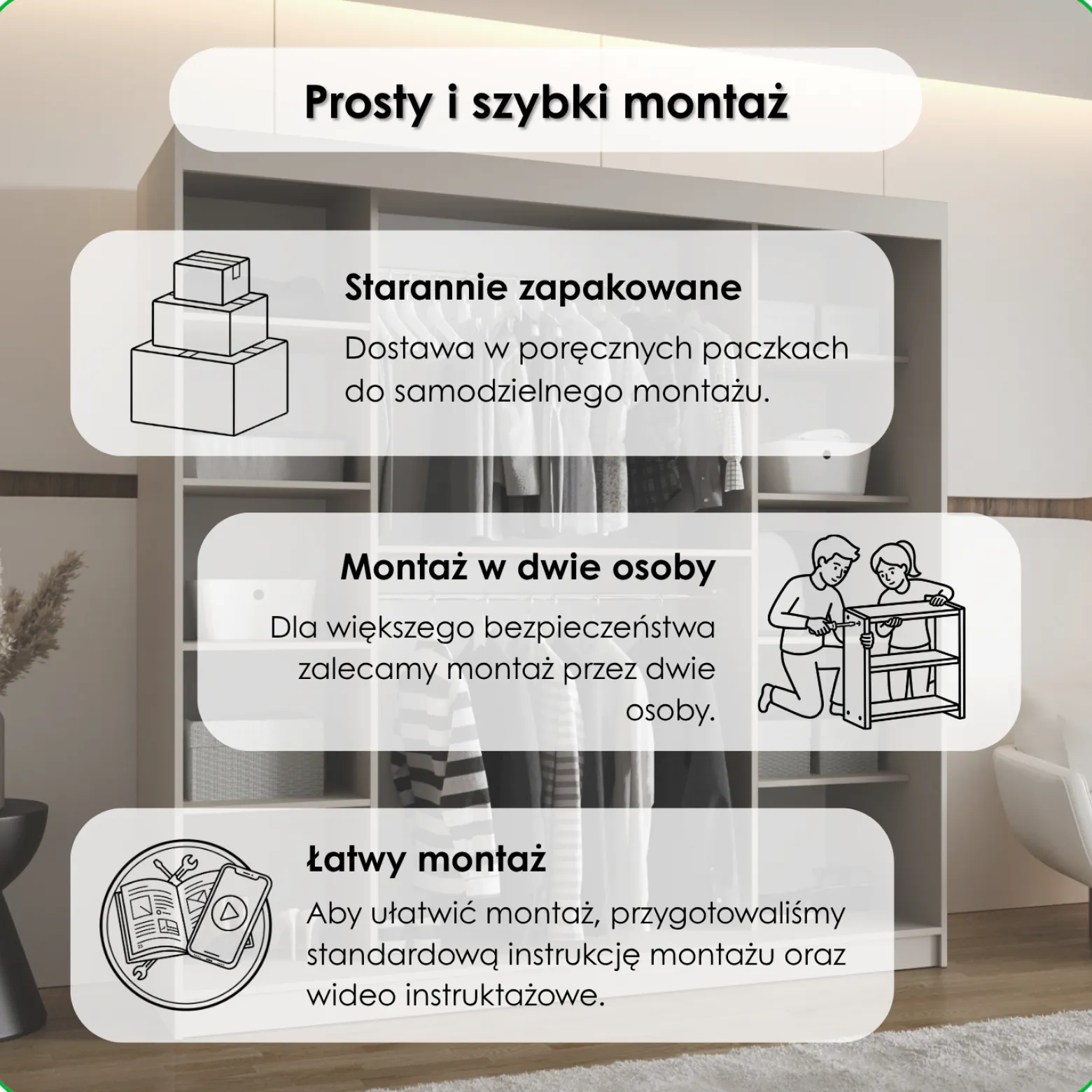 Szafa przesuwna z lustrem Garderoba ROYAL 100 orzech warmia