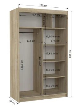 Szafa przesuwna z lustrem LUGANO 120 Sonoma