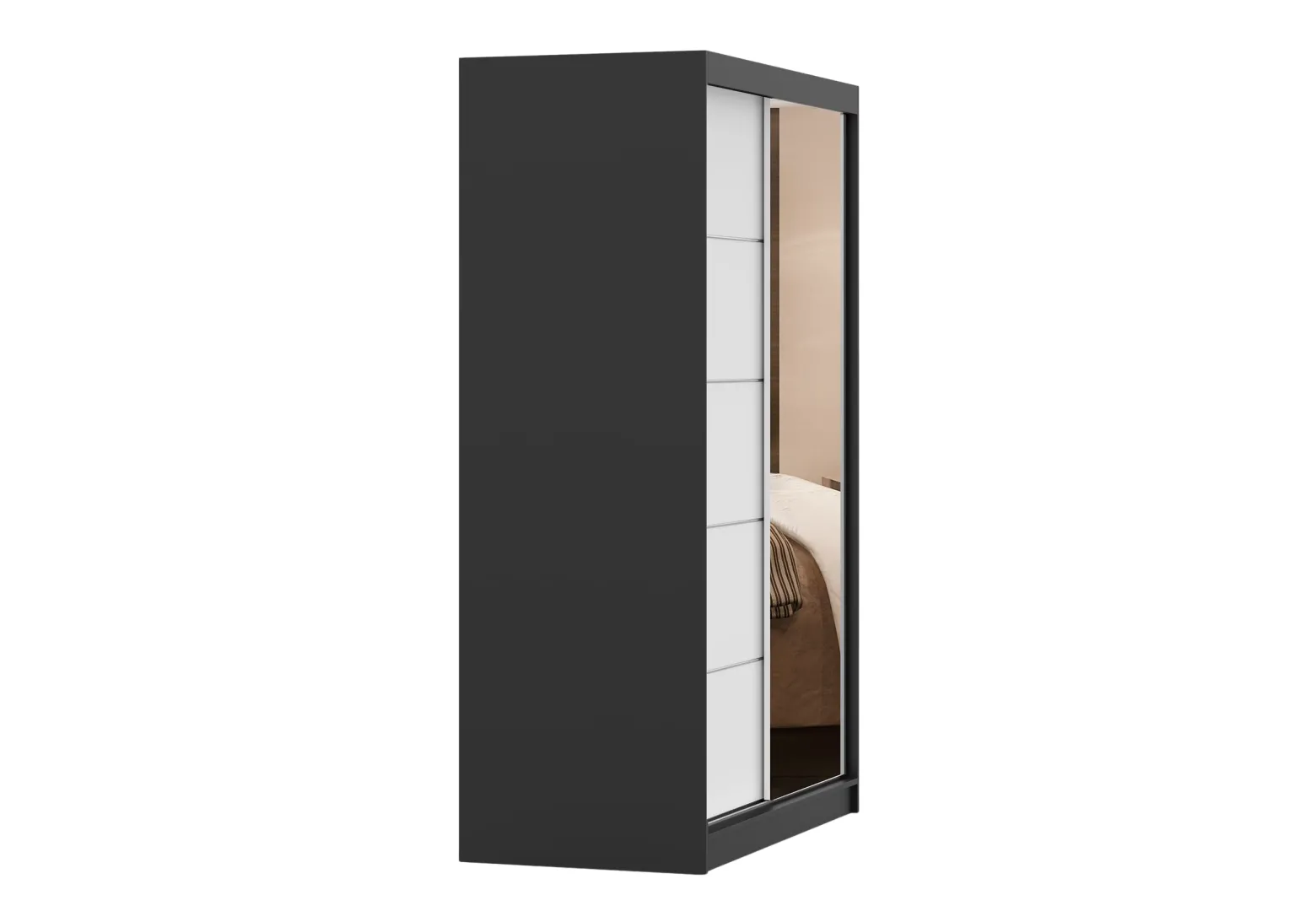 Szafa przesuwna z lustrem NEOMI 05 120 cm Czarny mat/Biały mat