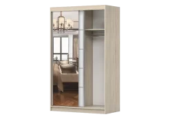 Szafa przesuwna z lustrem NEOMI 05 120 cm Czarny mat/Biały mat