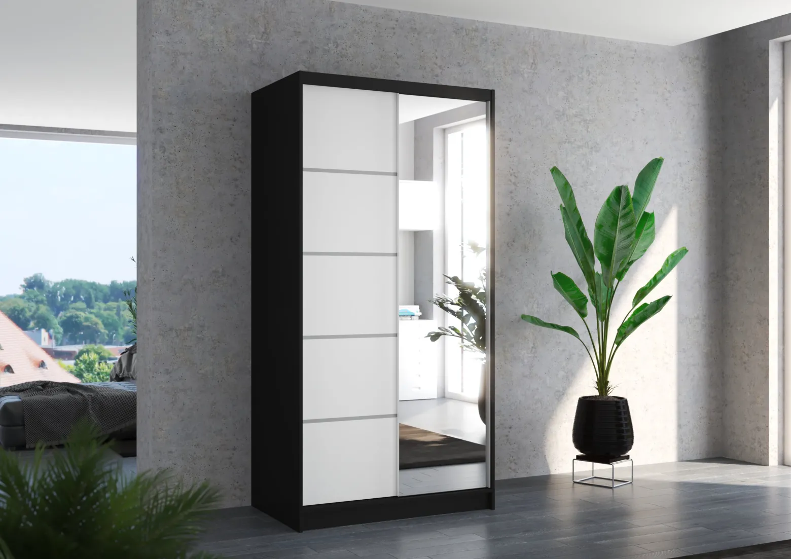 Szafa przesuwna z lustrem ORLANDO 100 Black