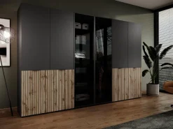 Szafa SENTINO uchylna 100cm elegancka Czarna + Dąb Wotan
