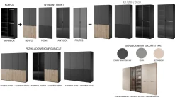 Szafa SENTINO uchylna 100cm elegancka Czarna + Dąb Wotan