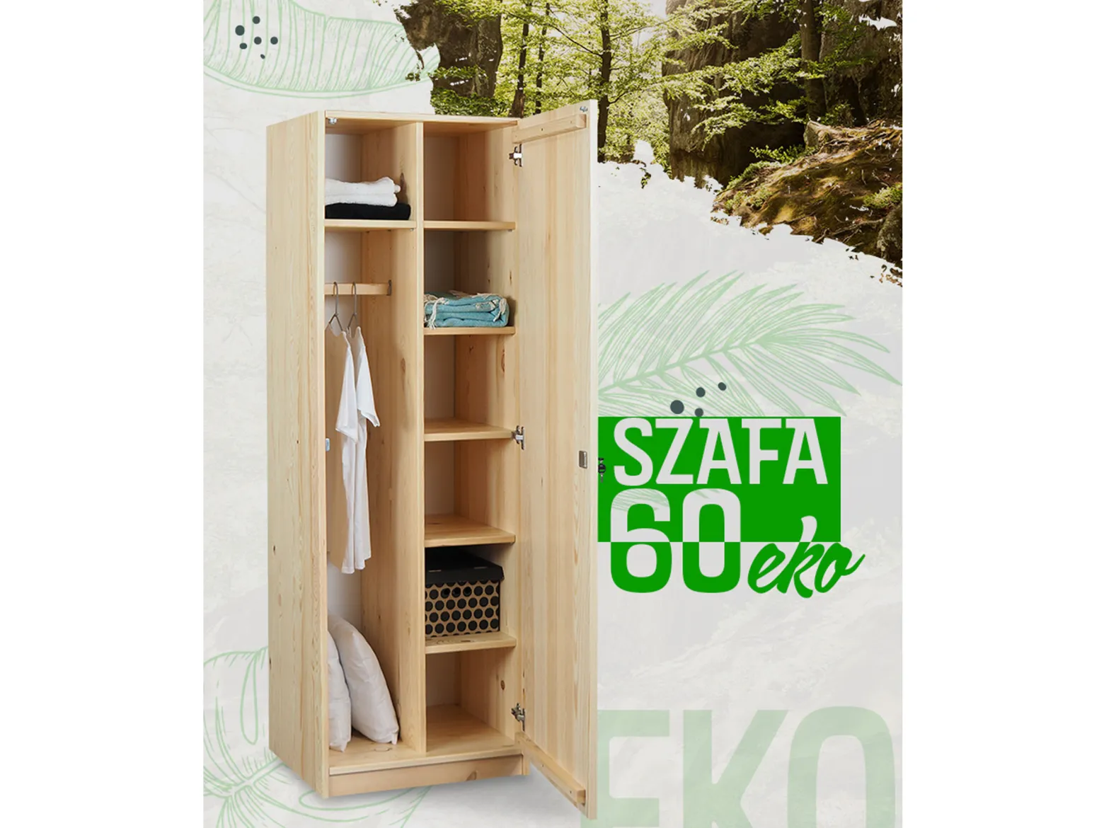 Szafa 60 sosnowa EKO, kolor sosna naturalna lakierowana