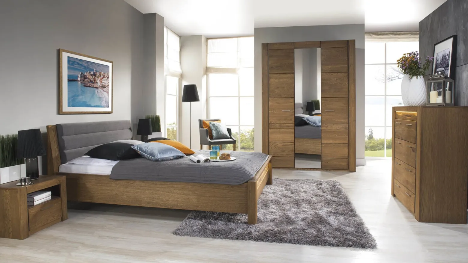 Szafa trzydrzwiowa Velvet-73 160 cm z lustrem dąb rustical