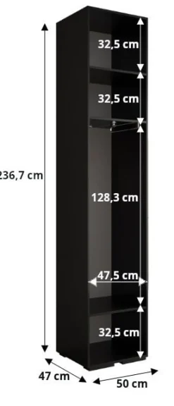 Szafa ubraniowa Garderoba INOVA 3 2,5SZ czarny
