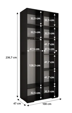 Szafa ubraniowa INOVA 1 L 1SZ biały+złoty