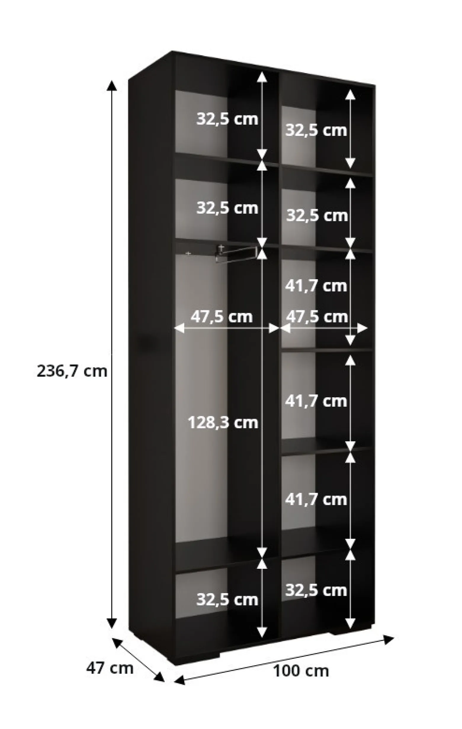 Szafa ubraniowa INOVA 1 L 1SZ biały+złoty