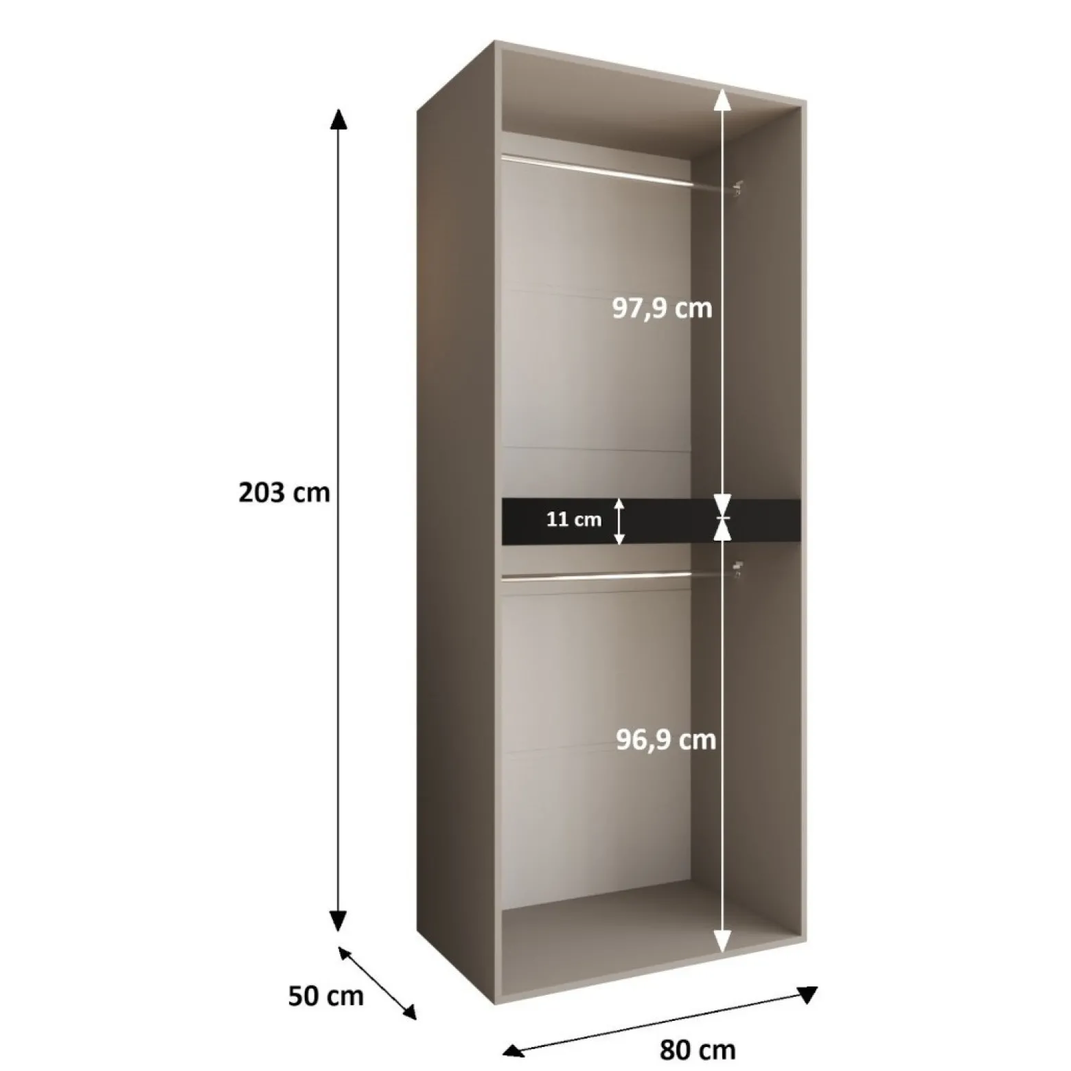Szafa uchylna otwierana SALSA 80 wys. 203 cm kaszmir