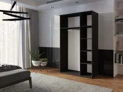 Szafa Uchylna 120x200cm Czarna + Lamele Wotan