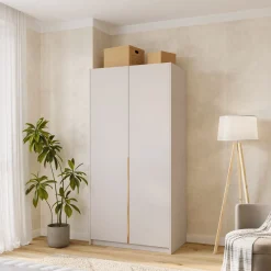 Szafa uchylna z drążkiem i półkami 100 cm ASAN kaszmirowa