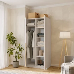 Szafa uchylna z drążkiem i półkami 100 cm ASAN kaszmirowa