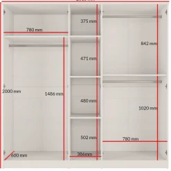 Szafa uchylna z lustrem Monza 5D 200 Kaszmir
