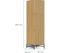 Szafa 200x51 cm Harper lamel z półkami i drążkiem na wieszaki
