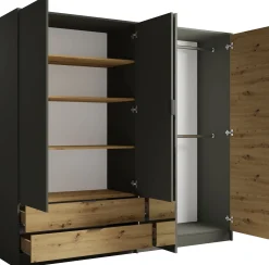 Szafa z lustrem 220 cm czterodrzwiowa RUSTICA szary grafit