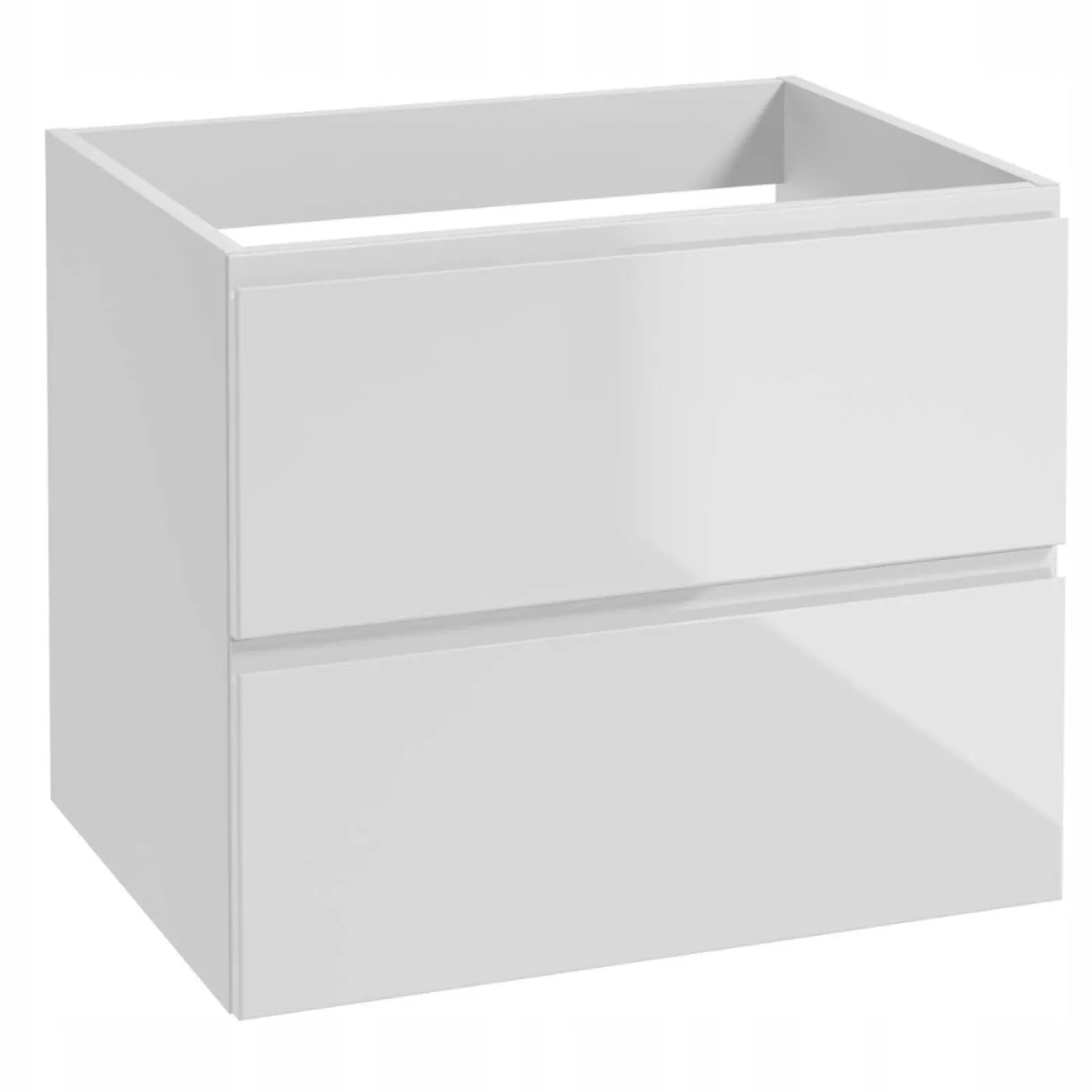 Szafka Łazienkowa Wisząca Biała z Blatem Dąb Złoty 60 cm Front Połysk