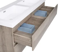 Szafka łazienkowa wisząca z podwójną umywalką VIEDMA 120 cm Beżowoszary