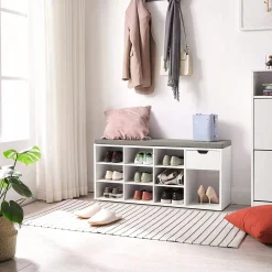 Szafka na Buty z Siedziskiem Loft Biała Ławka Przedpokój Hol Garderoba