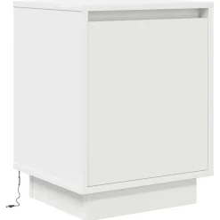 Szafka Nocna Biała Komoda Stolik Półka Nocna Do Sypialni LED 38x34x50 cm