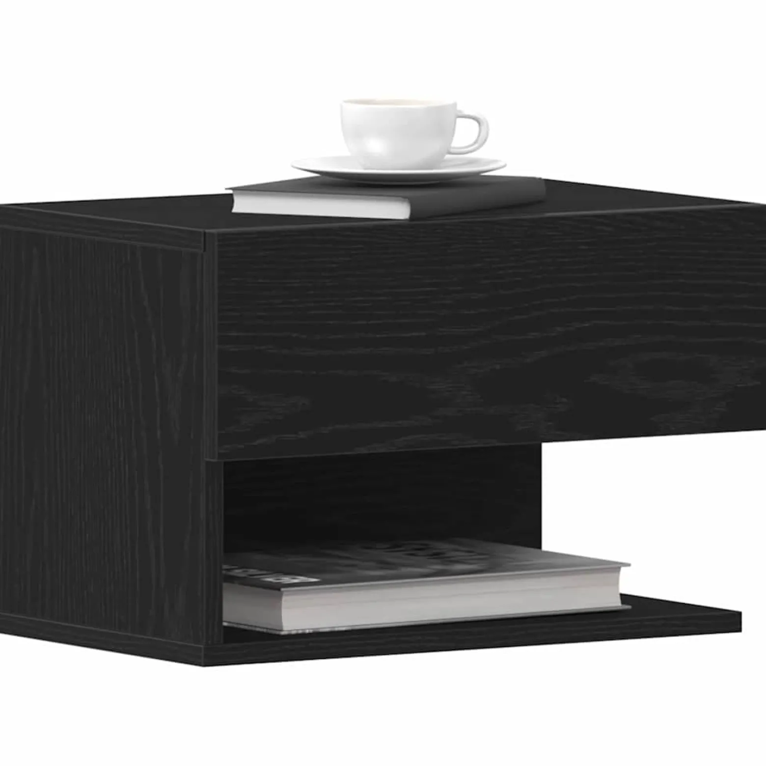 Szafka Nocna Czarna Komoda Stolik Półka Nocna Do Sypialni 46 x 29.5 x 30 cm