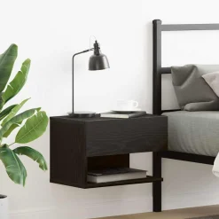 Szafka Nocna Czarna Komoda Stolik Półka Nocna Do Sypialni 46 x 29.5 x 30 cm