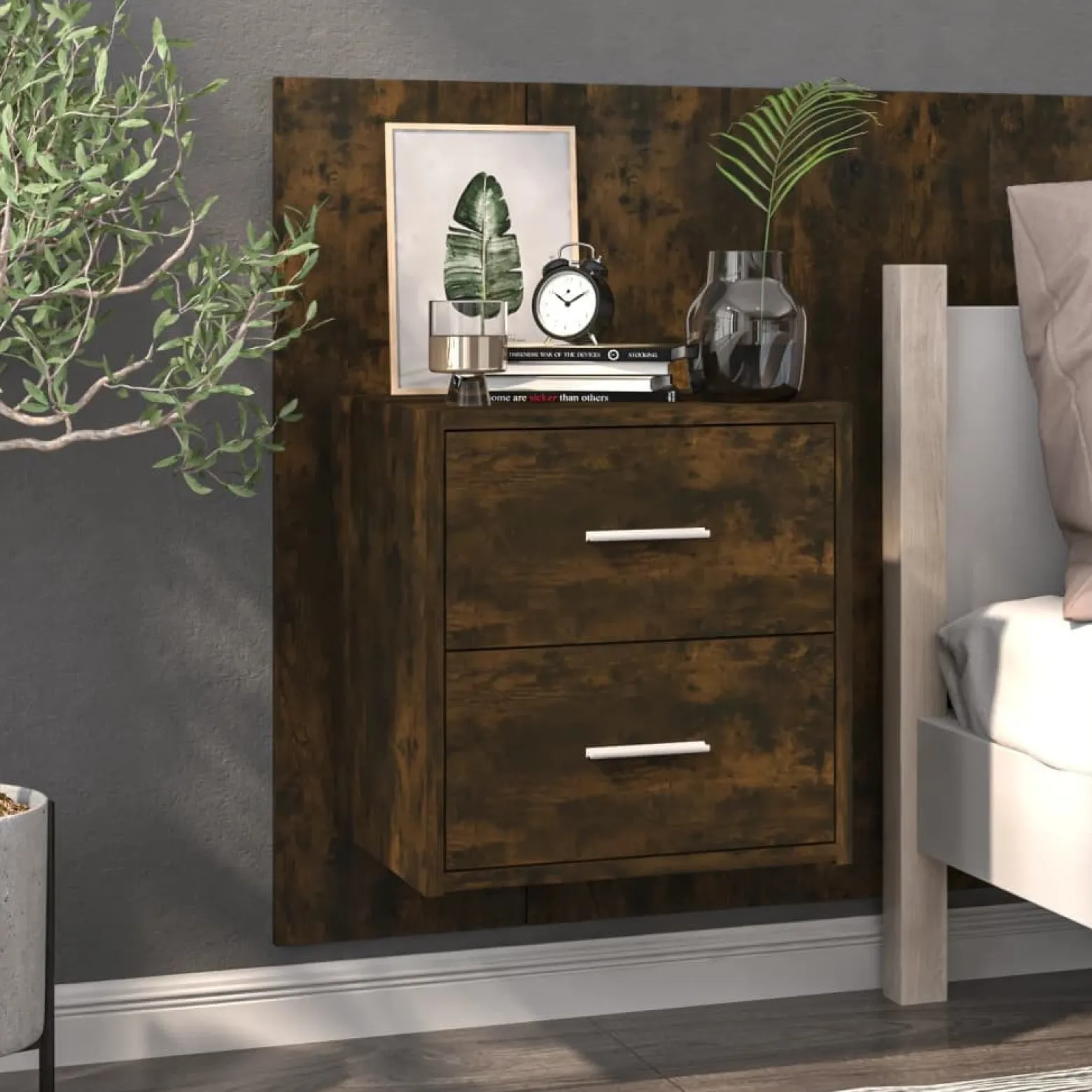 Szafka Nocna Stolik Komoda Brązowa Wisząca Do Sypialni 48,5x32,5x80 cm