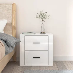 Szafka Nocna Wisząca Biała Komoda Stolik Nocny Do Sypialni 50x36x47 cm