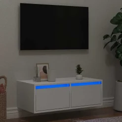 Szafka Pod Telewizor Biały Stolik Półka Szafka RTV LED 75x35.5x25 cm