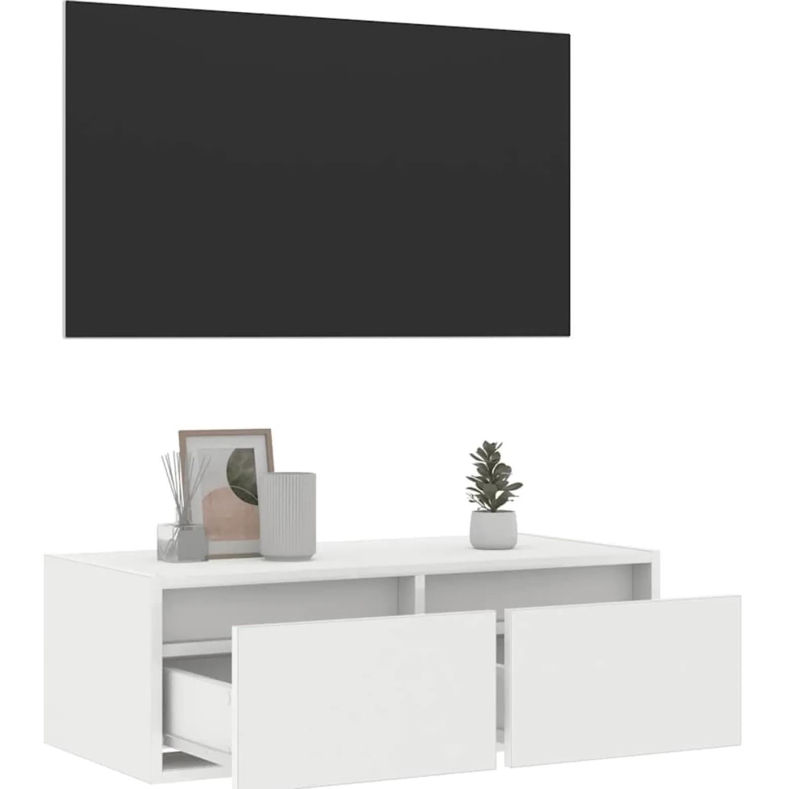 Szafka Pod Telewizor Biały Stolik Półka Szafka RTV LED 75x35.5x25 cm