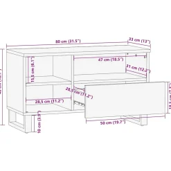 Szafka pod telewizor czarna 80x33x46 cm lite drewno mango