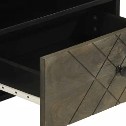 Szafka pod telewizor czarna 80x33x46 cm lite drewno mango