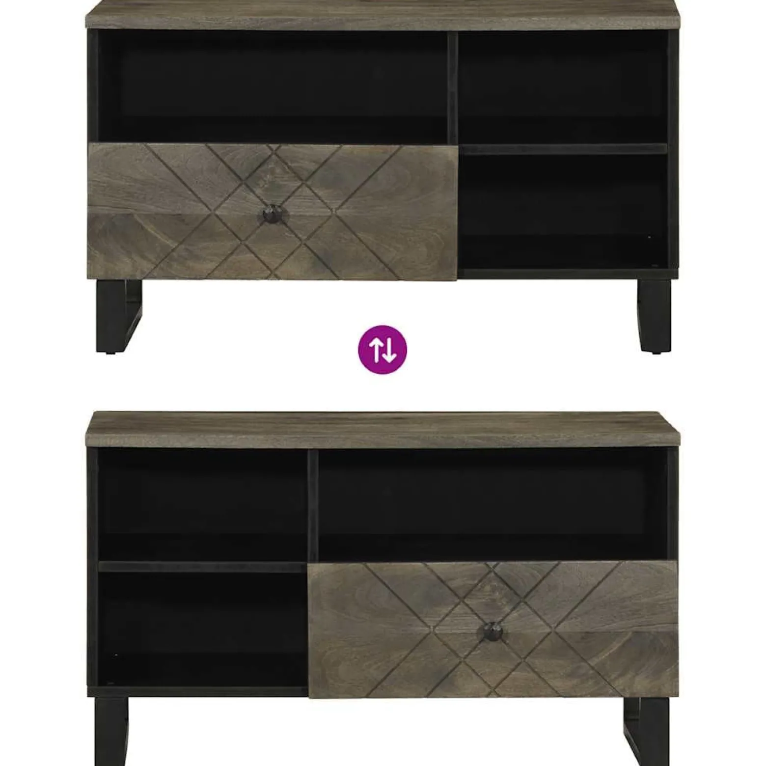 Szafka pod telewizor czarna 80x33x46 cm lite drewno mango