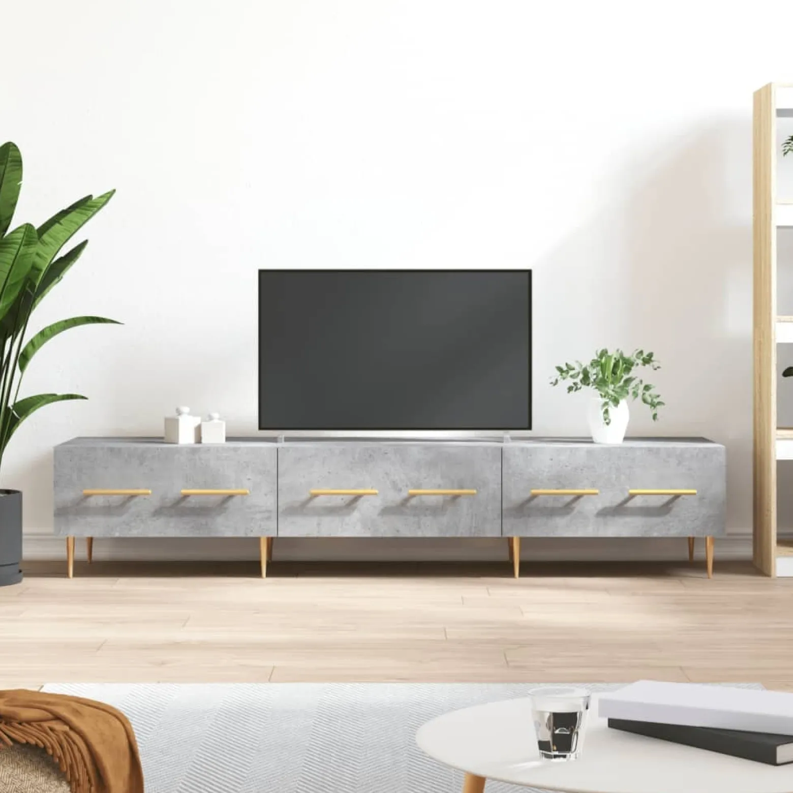 Szafka pod TV szarość betonu 150x36x30 cm