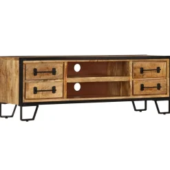 Szafka pod TV z szufladami, 120x30x40 cm, lite drewno mango