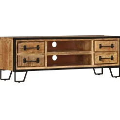 Szafka pod TV z szufladami, 120x30x40 cm, lite drewno mango