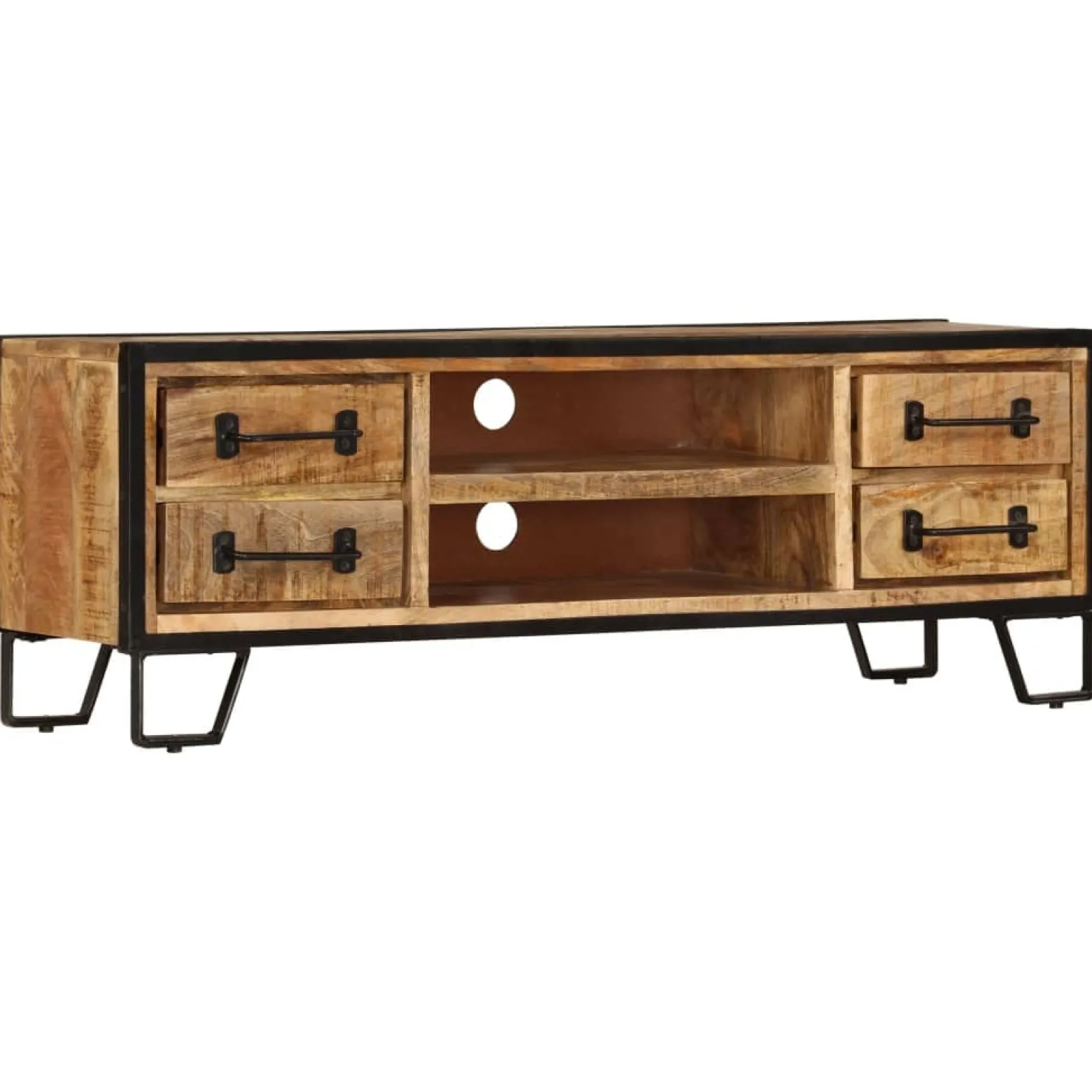 Szafka pod TV z szufladami, 120x30x40 cm, lite drewno mango