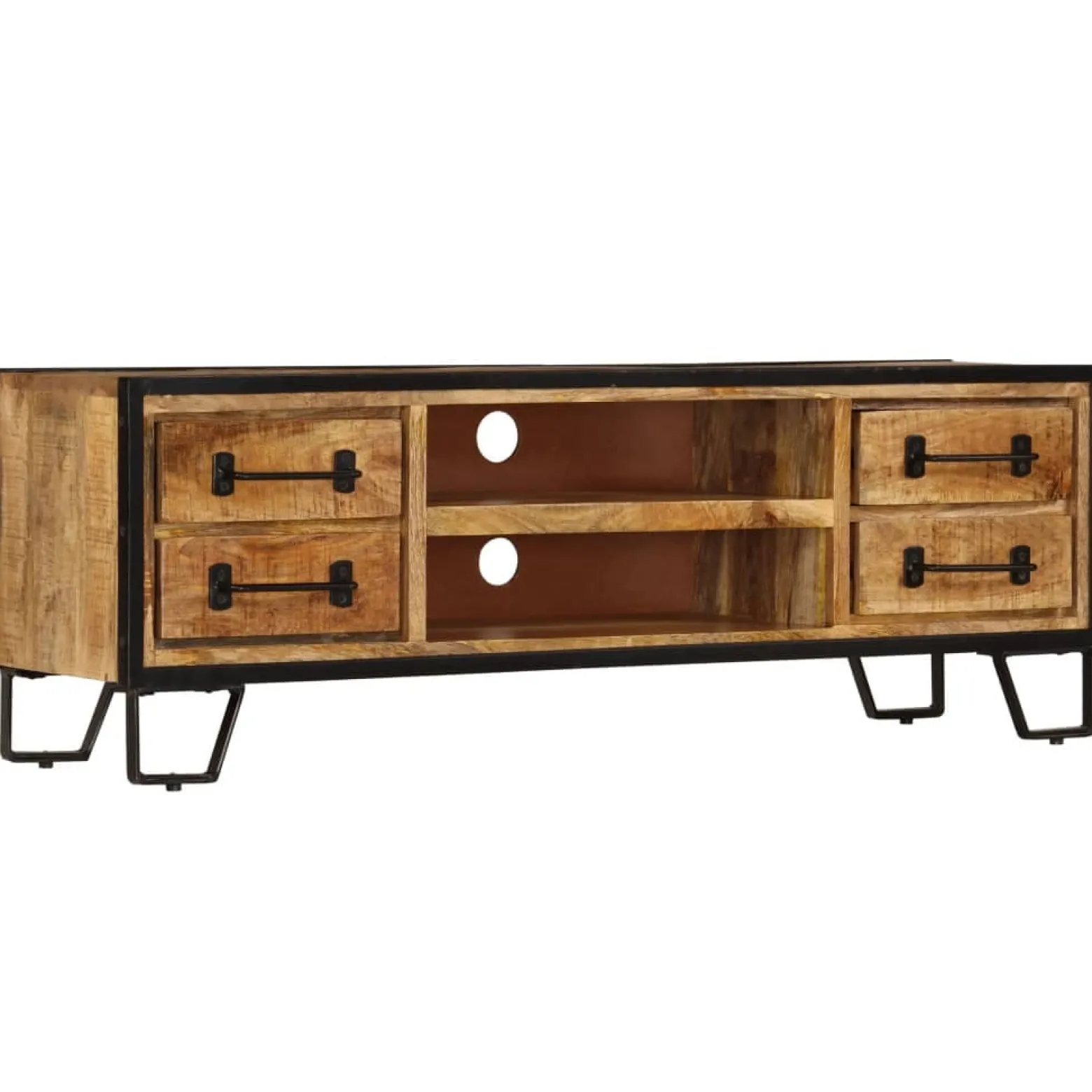 Szafka pod TV z szufladami, 120x30x40 cm, lite drewno mango