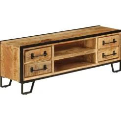 Szafka pod TV z szufladami, 120x30x40 cm, lite drewno mango