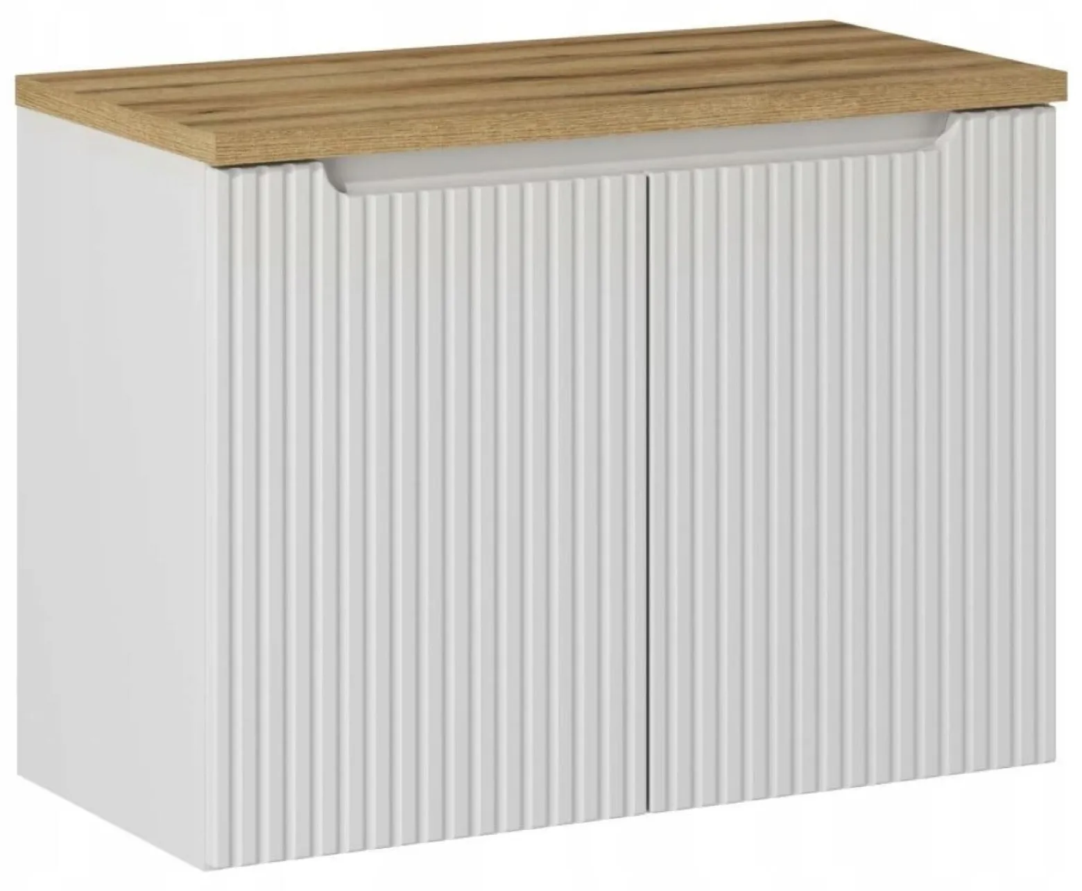 Szafka Pod Umywalkę 80 cm BIAŁA BLAT DĄB RYFLE 2D NOVA WHITE