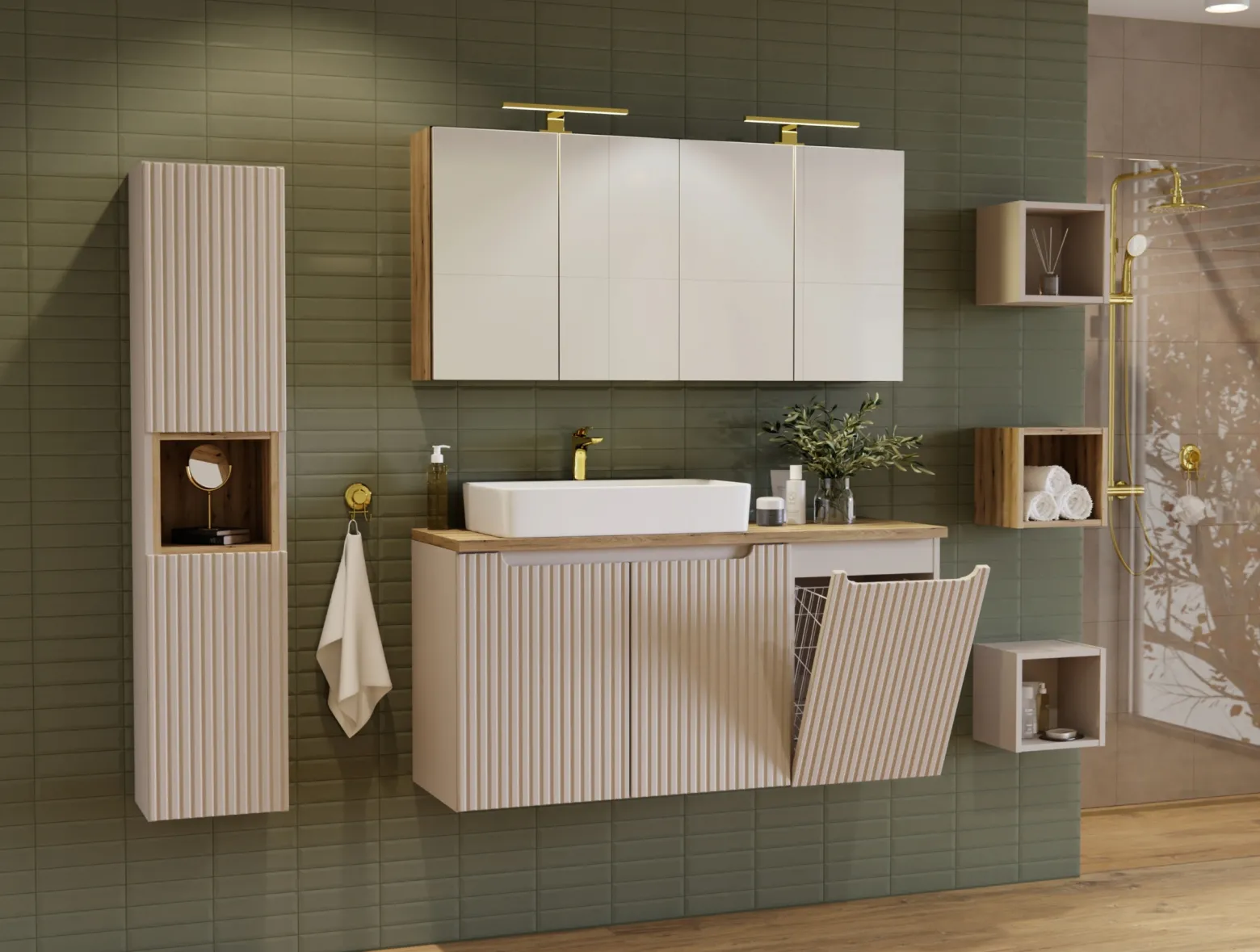 Szafka Pod Umywalkę 50 cm Wisząca RYFLE 2D MDF NOVA KASZMIR
