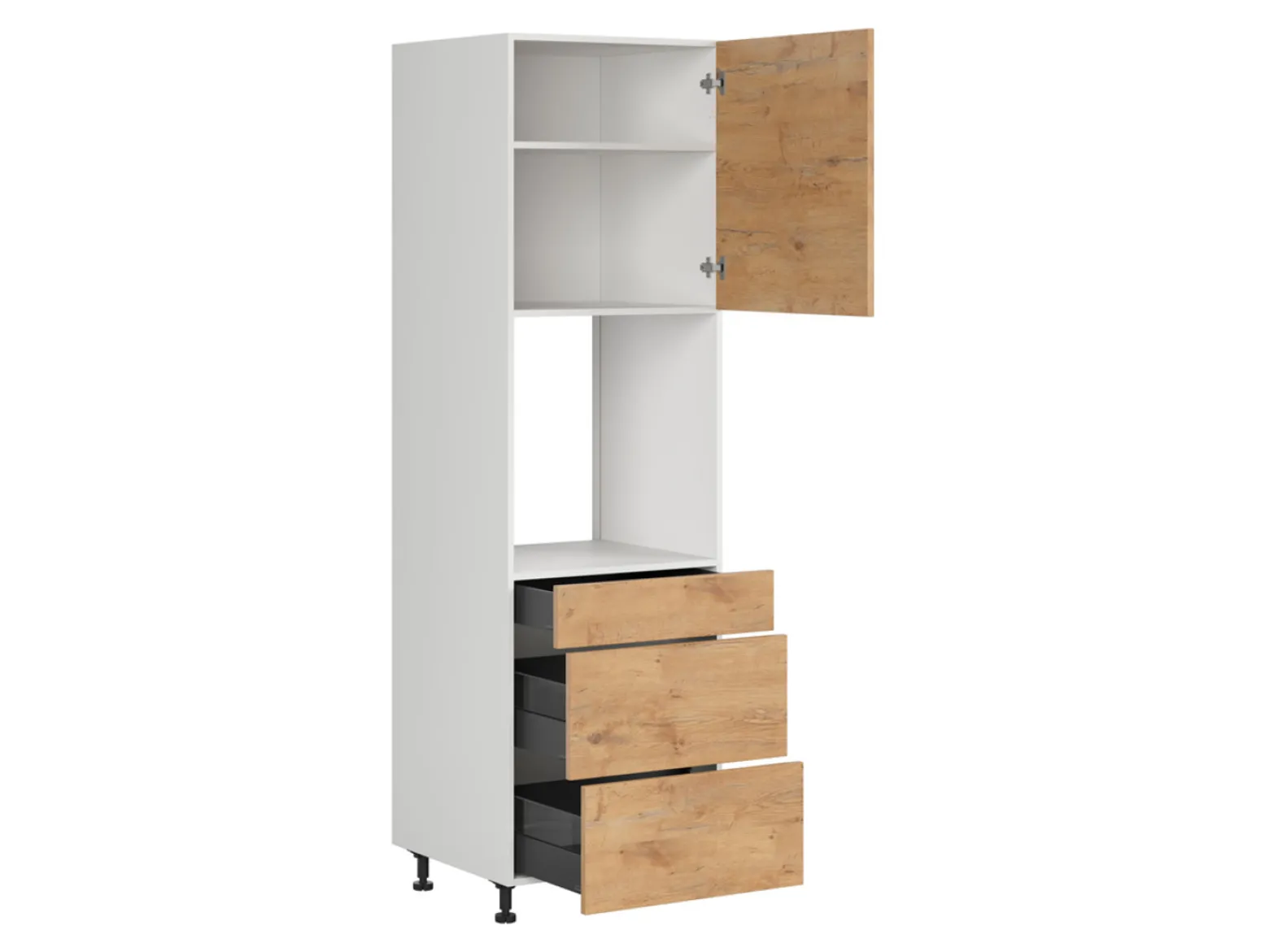 Szafka pod zabudowę piekarnika Hamper 60 cm z szufladami dąb lancelot